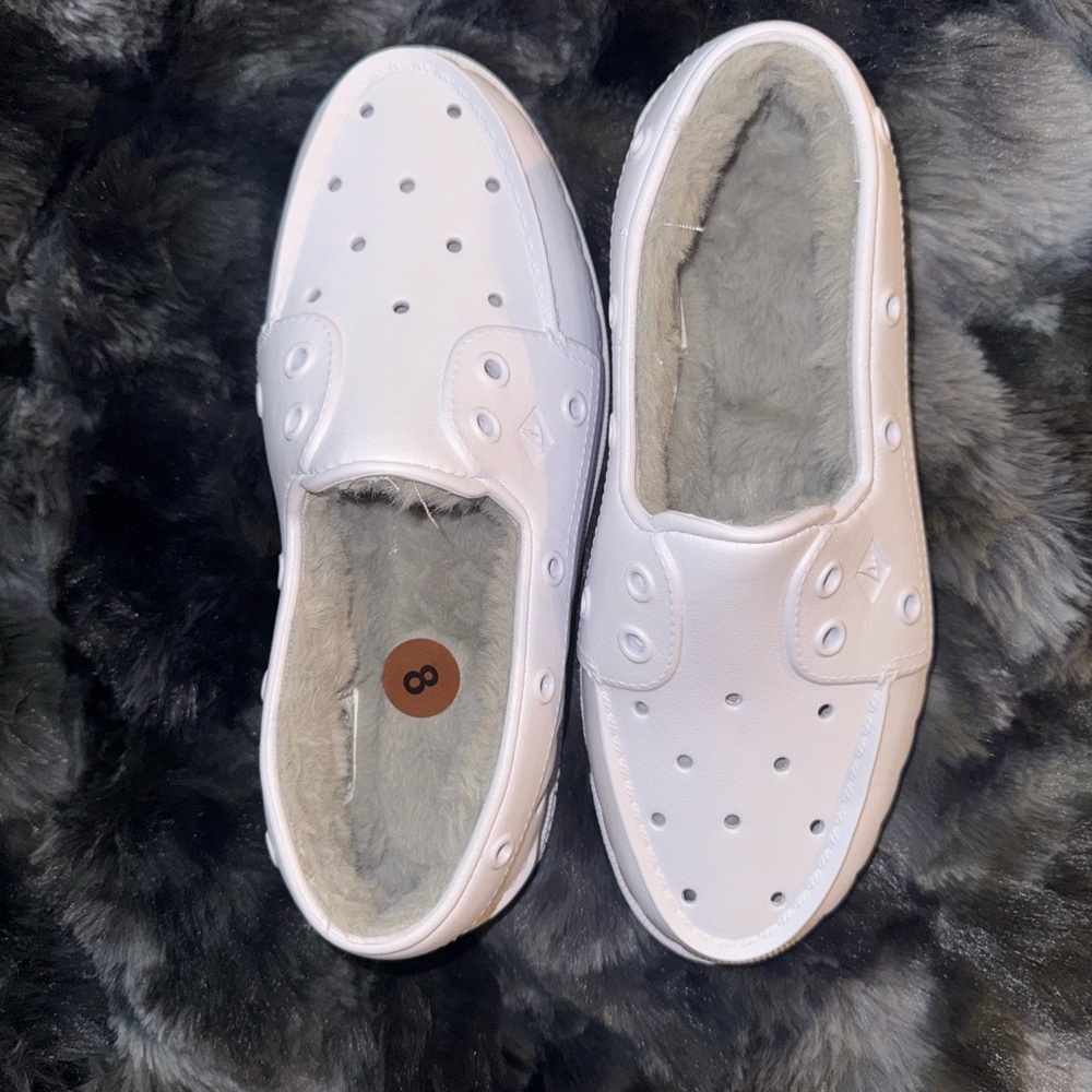 NWOT Sperry Top Sider Slip-On A/O Float Boat Shoes Faux Fur Lining